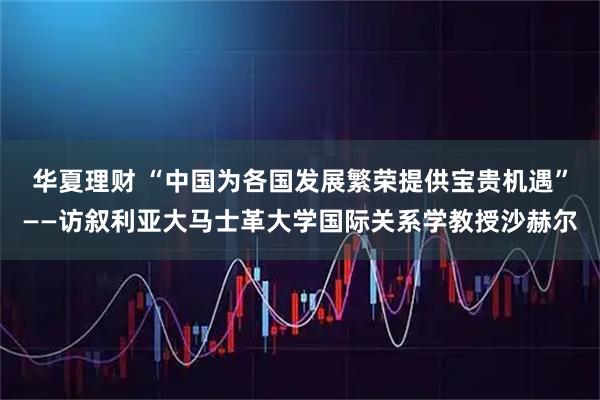 华夏理财 “中国为各国发展繁荣提供宝贵机遇”——访叙利亚大马士革大学国际关系学教授沙赫尔
