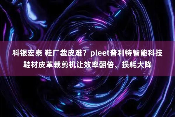 科银宏泰 鞋厂裁皮难？pleet普利特智能科技鞋材皮革裁剪机让效率翻倍、损耗大降